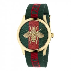 Gucci G-Timeless Yellow PVD Bee Motif Green/Red Dial Watch - 38mm