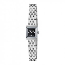 Gucci Steel G-Frame Black Diamond Dial Watch - 14 x 18mm