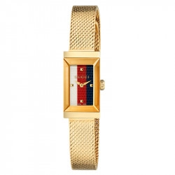 Gucci Yellow PVD G-Frame White/Red/Blue Dial Watch - 14 x 25mm