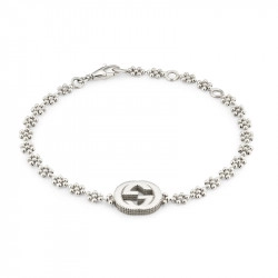 Gucci Silver Interlocking G & Flower Motif Bracelet
