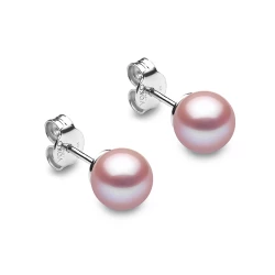 Yoko London Classic 18ct White Gold 7-7.5mm Pink Freshwater Pearl Stud Earrings