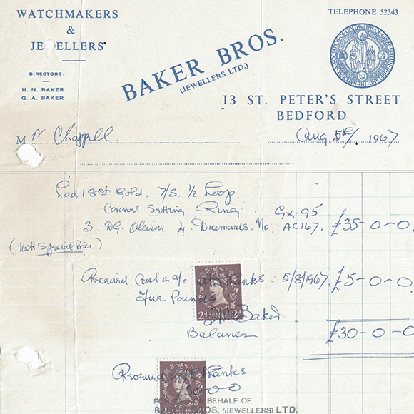 Historic paperwork of Baker Brothers in Bedford